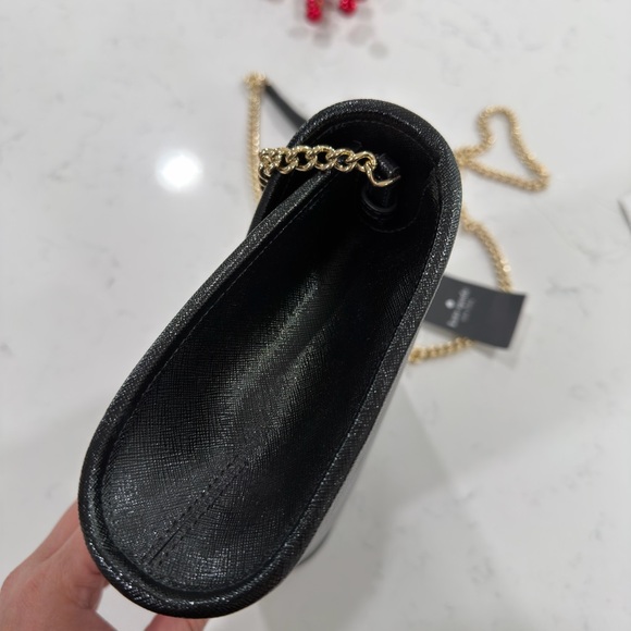 Kate Spade Black Envelope Clutch with Gold Chain